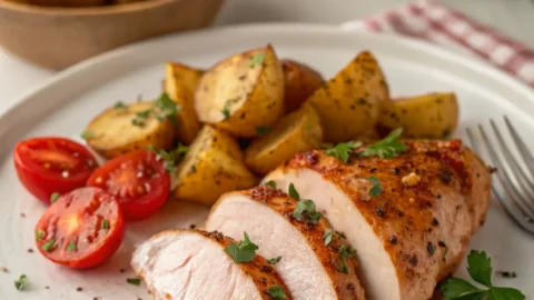 Smoked chicken breast recipes served on a plate with crispy golden crust