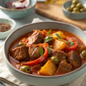 Beef caldereta with tender beef pieces