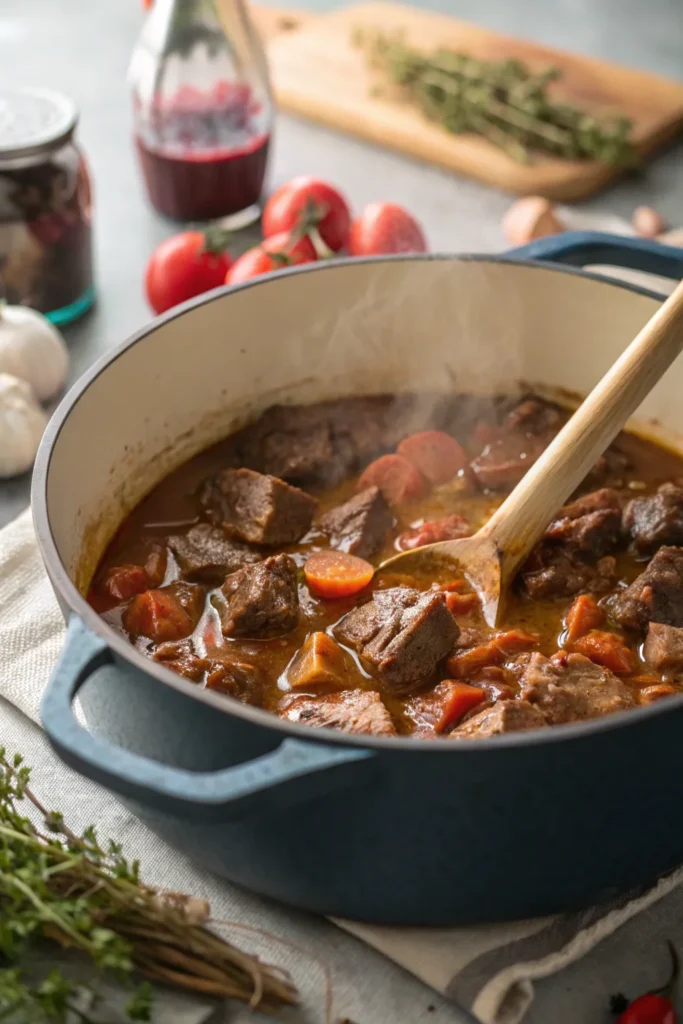 Preparing stovetop beef stew