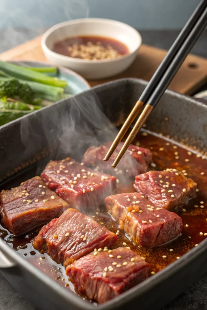 Preparing Korean beef short ribs