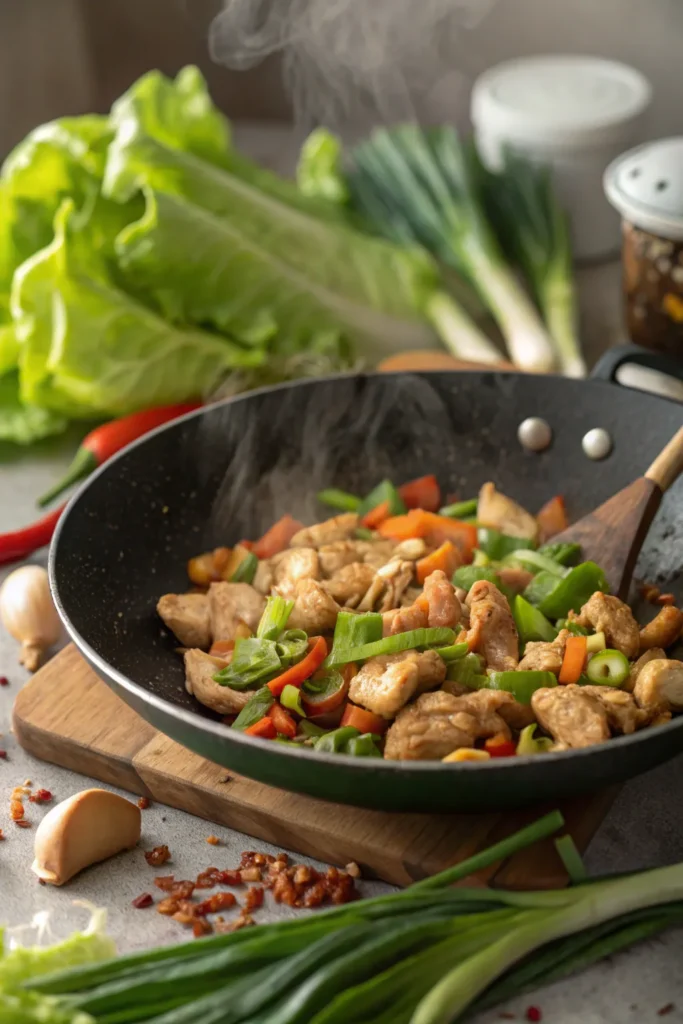 Preparing chicken Salisbury steak