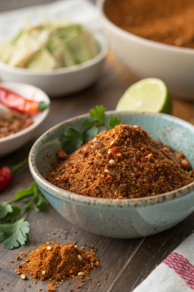 Preparing homemade chicken taco seasoning 
