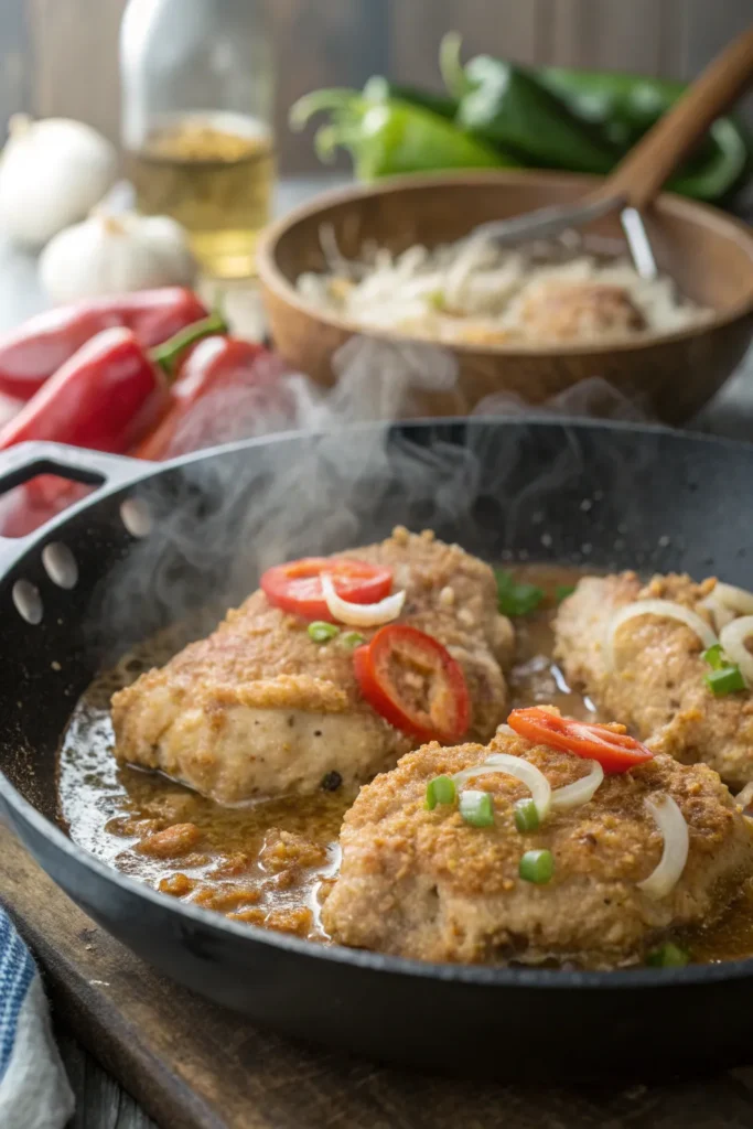 Preparing Southern smothered chicken